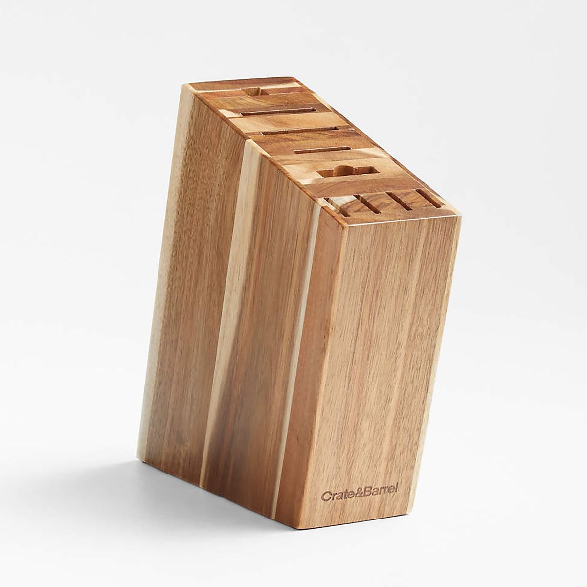 CRATE & BARREL - Bloque de Madera para Cuchillos 9 Ranuras 