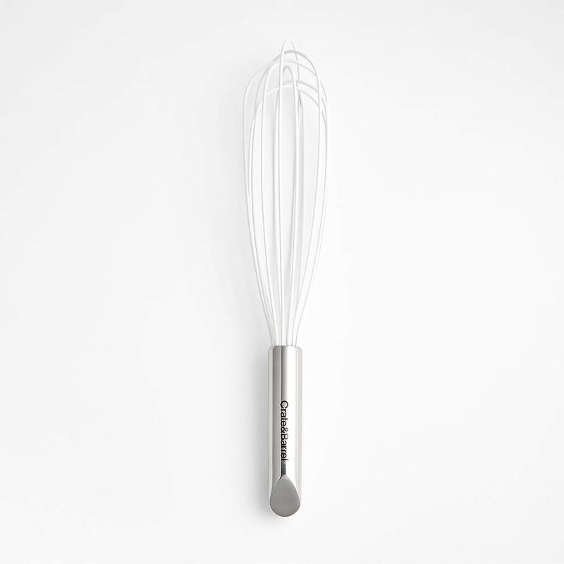 CRATE & BARREL - Batidor de Mano Silicone and Stainless Blanco (30 cm)