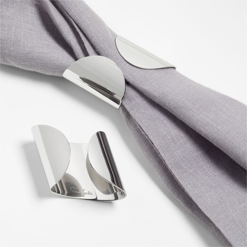 CRATE & BARREL - Set De 2 Aros De Servilleta Caesna De Acero Inoxidable