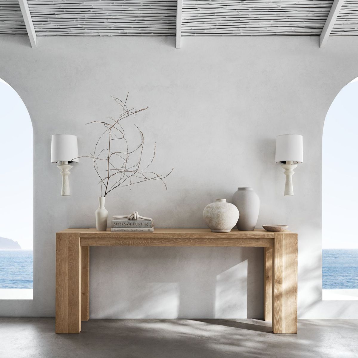 CRATE & BARREL - Consola Terra de Madera de Roble Natural