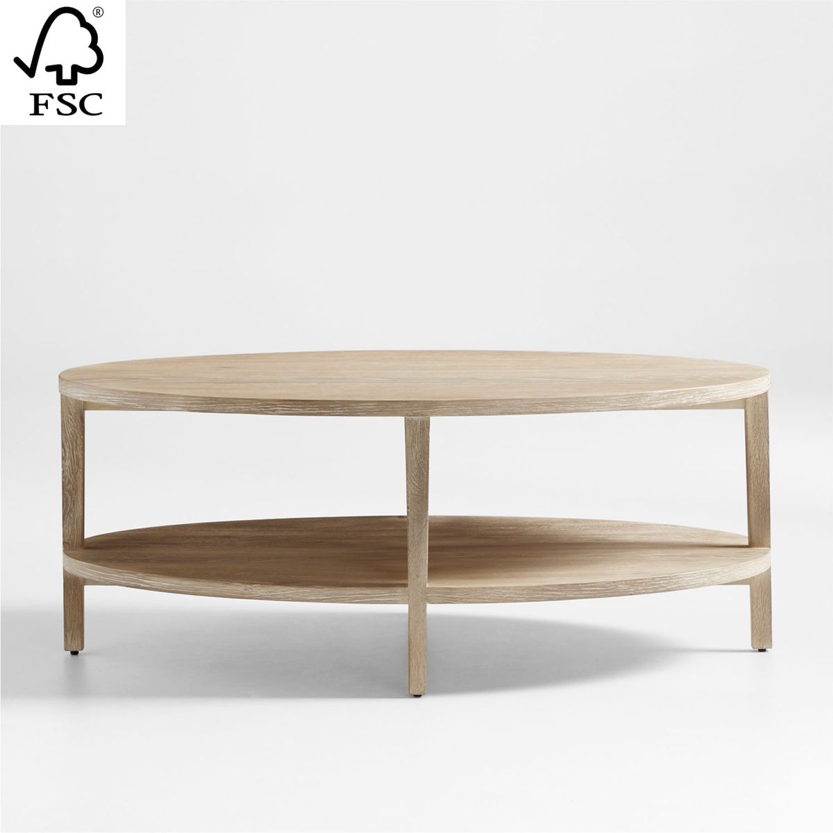 CRATE & BARREL - Mesa de Centro Clairemont de Madera Natural de Roble 