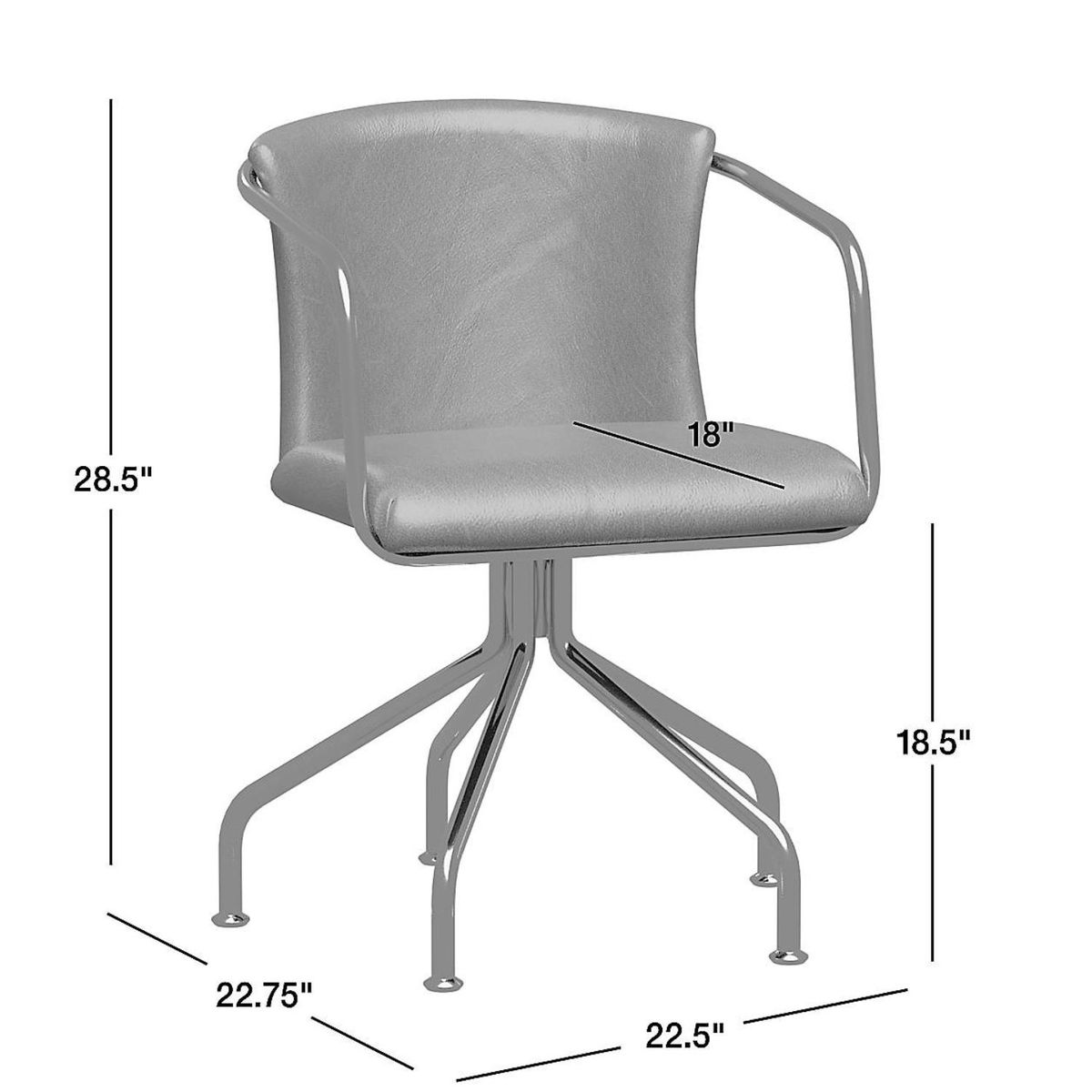 CRATE & BARREL - Silla de Escritorio Yves Giratoria de Cuero con Estructura de Hierro