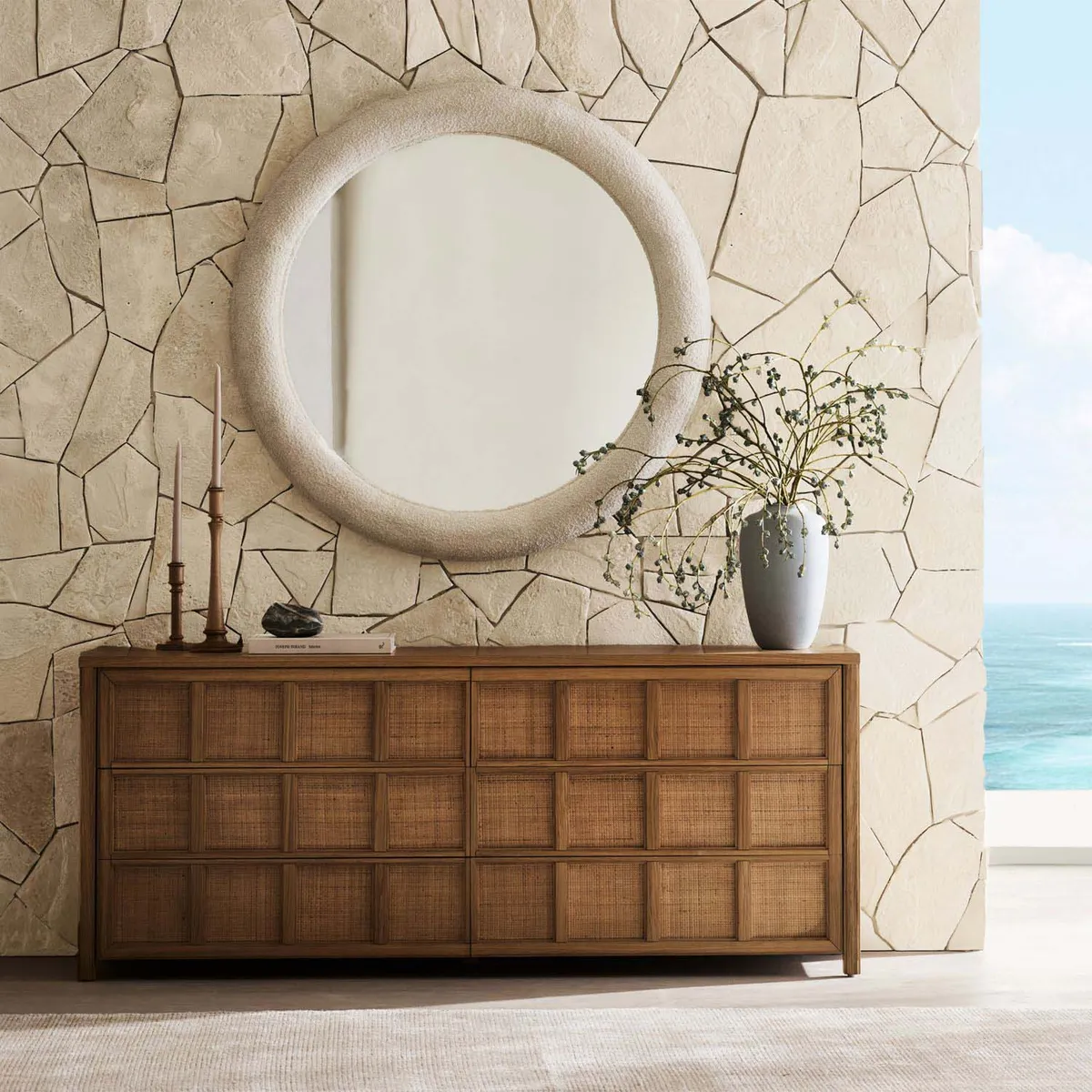 CRATE & BARREL - Portavela De Madera Simson 38cm
