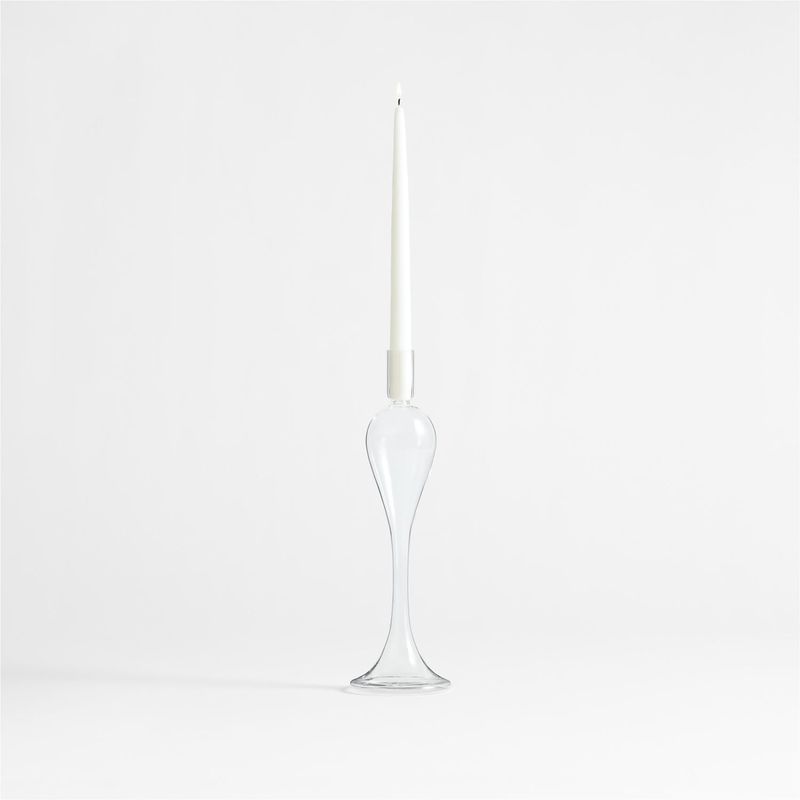CRATE & BARREL - Portavelas Cónico Pequeño de Vidrio Milano 36cm