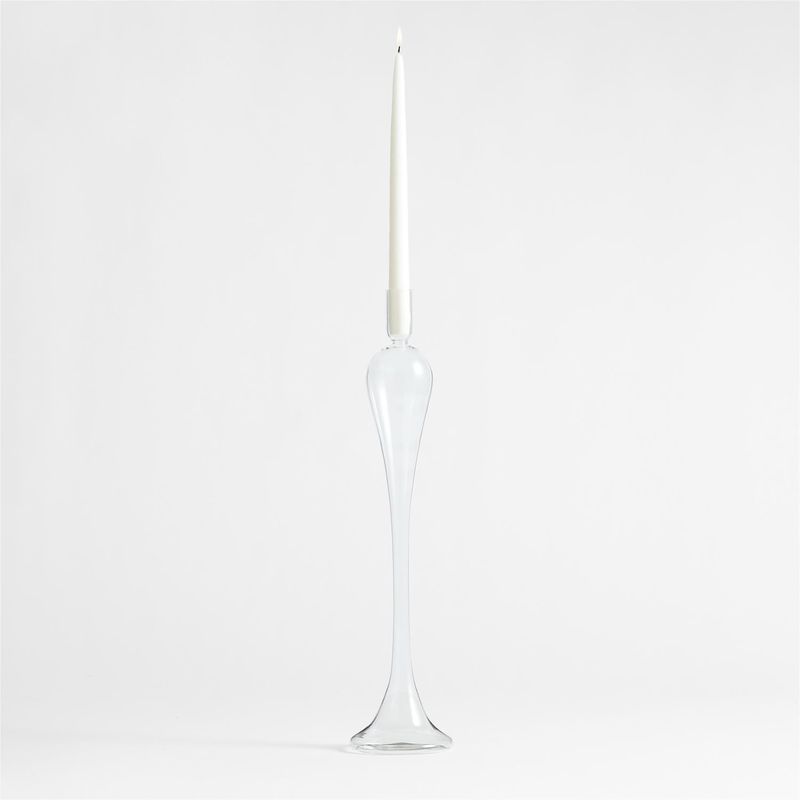 CRATE & BARREL - Portavelas Cónico Grande de Vidrio Milano 51cm