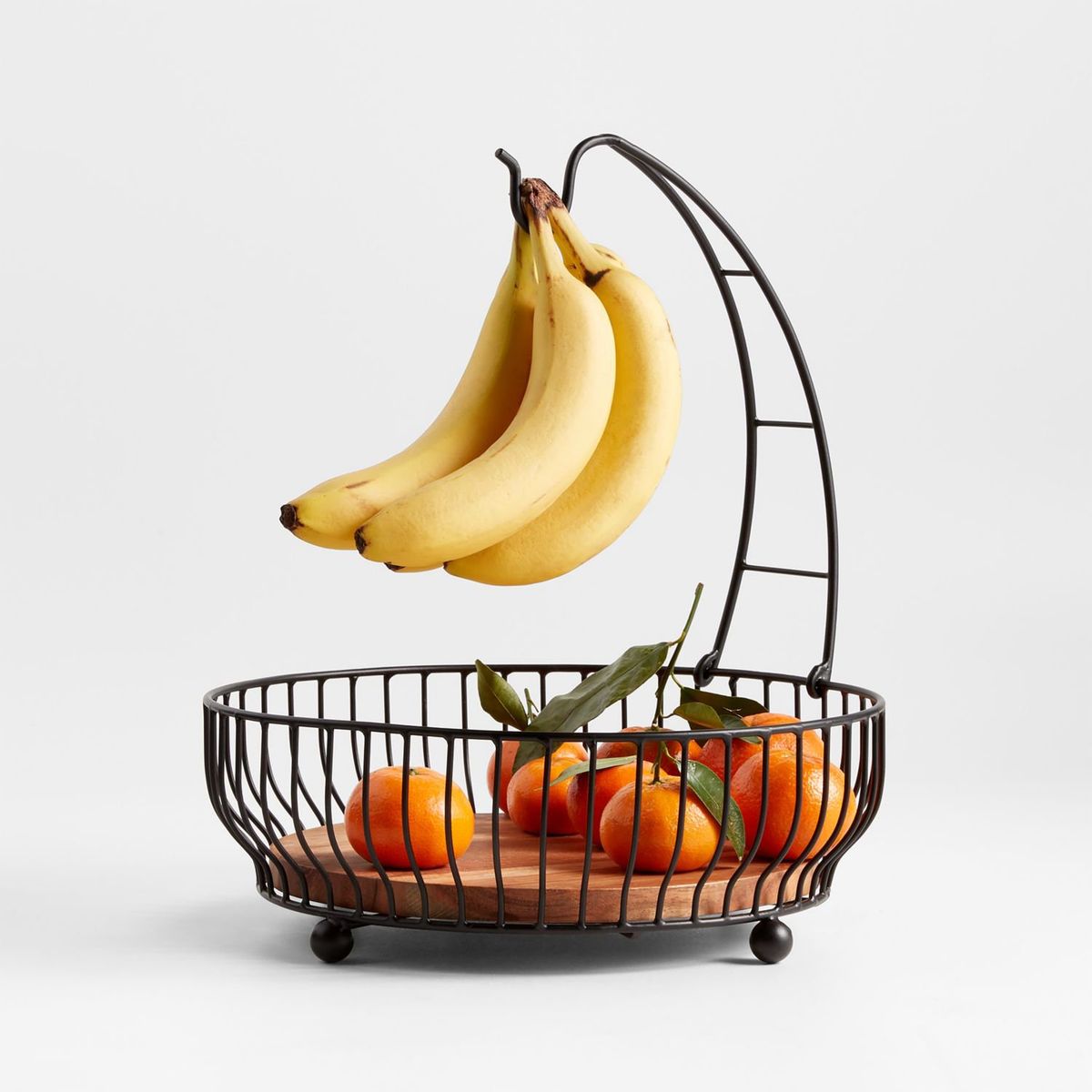 CRATE & BARREL - Canasta para Frutas Cora con Base de Madera Acacia