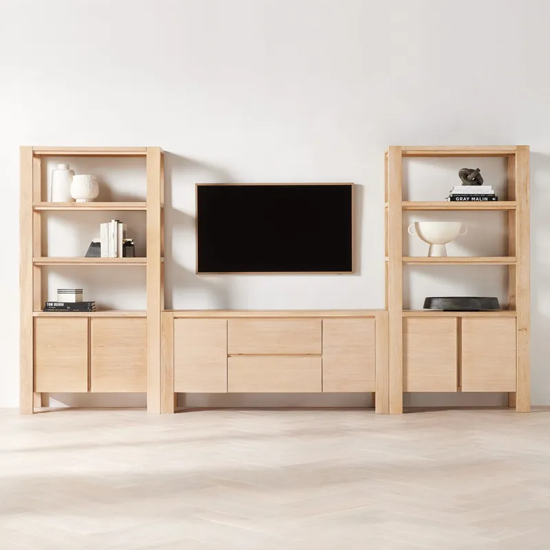 CRATE & BARREL - Consola Multimedia Terra De Madera De Roble Natural