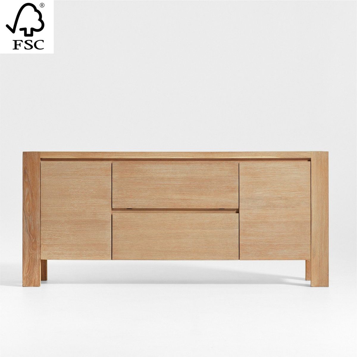 CRATE & BARREL - Consola Multimedia Terra De Madera De Roble Natural