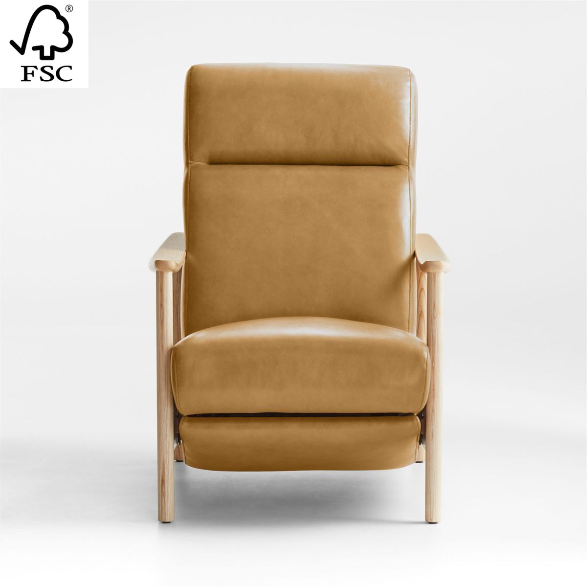 CRATE & BARREL - Butaca Domingo Reclinable de Cuero 1 Cuerpo