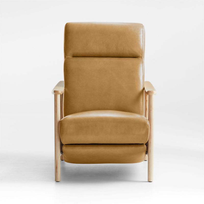 CRATE & BARREL - Butaca Domingo Reclinable de Cuero 1 Cuerpo