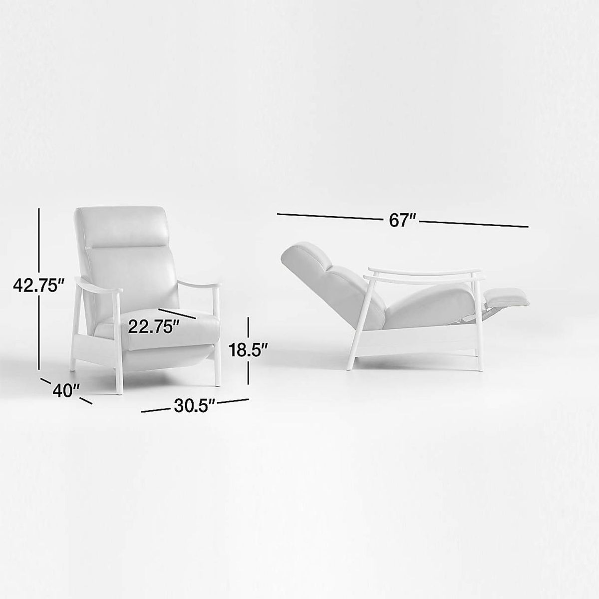 CRATE & BARREL - Butaca Domingo Reclinable de Cuero 1 Cuerpo