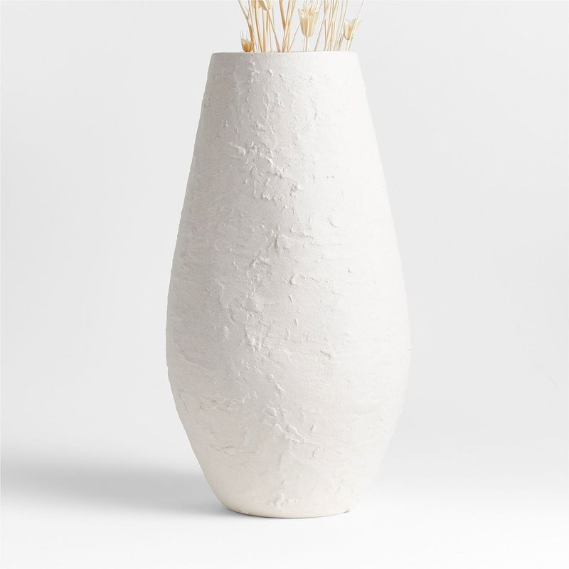 CRATE & BARREL - Florero Blanco De Cerámica Con Textura