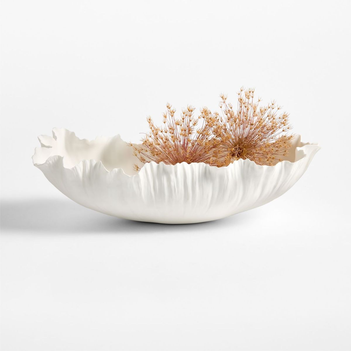 CRATE & BARREL - Bowl Decorativo Deckled Edge De Porcelana Blanca