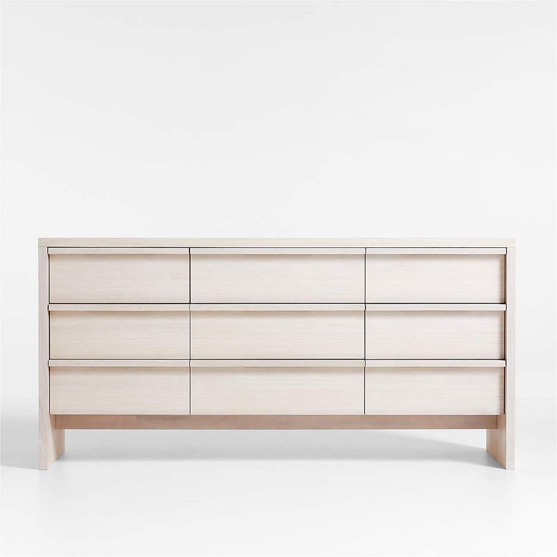 CRATE & BARREL - Cómoda de 9 Cajones de Fresno Blanqueado Clemente