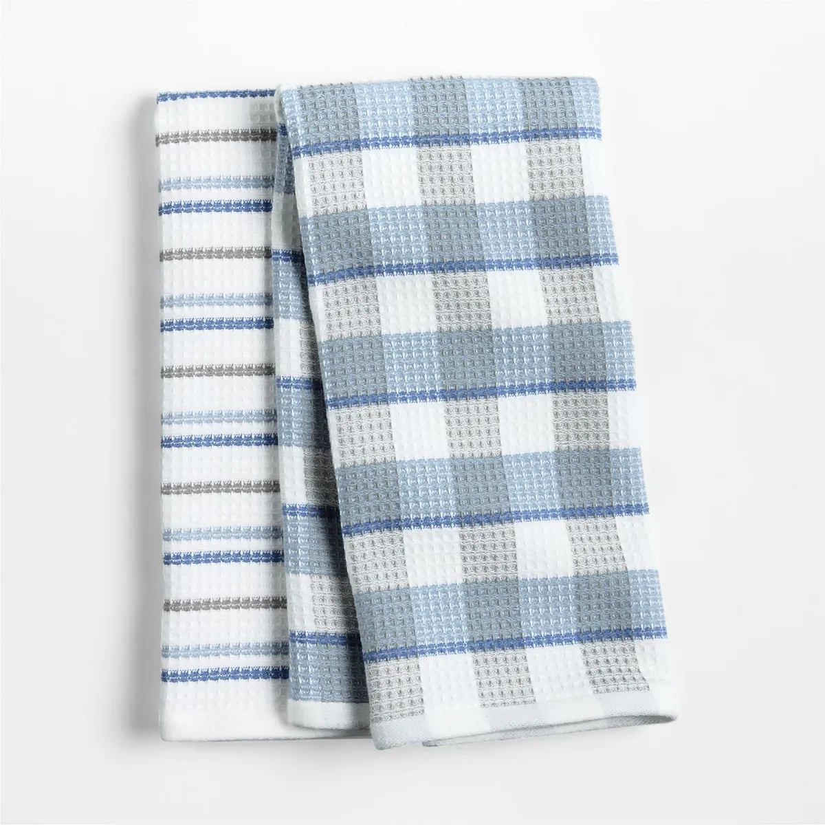 CRATE & BARREL - Set De 2 Paños De Cocina Waffle Terry Cuadros