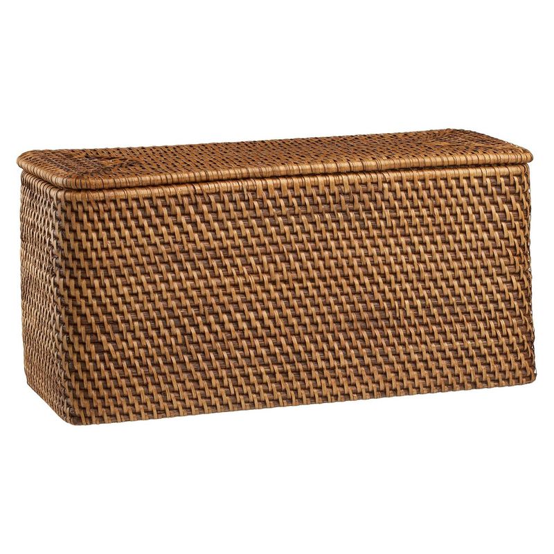 CRATE & BARREL - Caja Sedona Rectangular con Tapa Miel