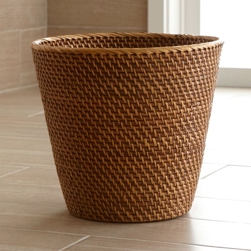 CRATE & BARREL - Papelera/Caneca de Basura Sedona Cónico Miel