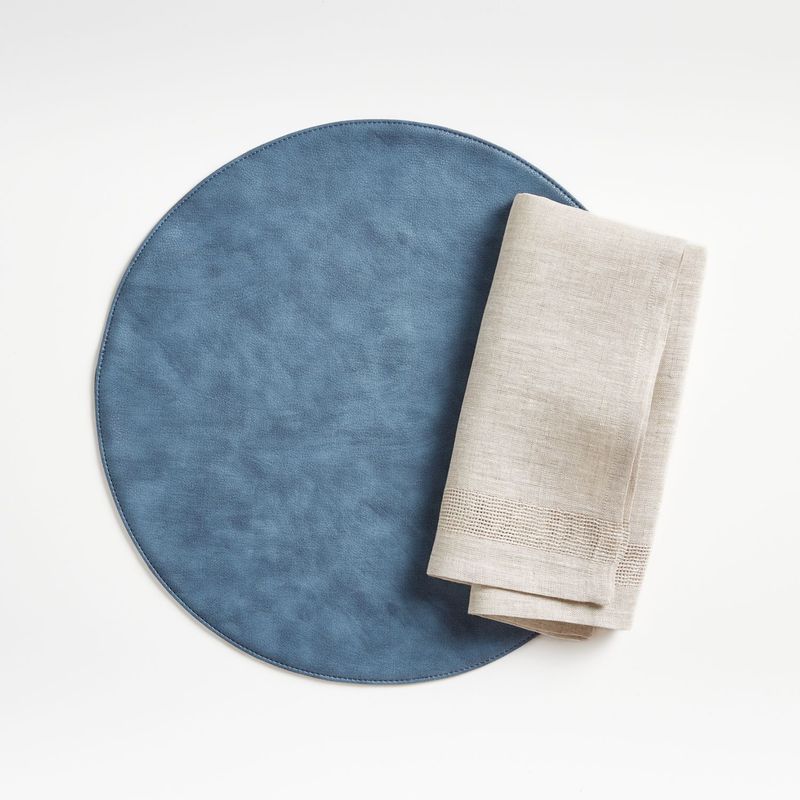 CRATE & BARREL - Individual Redondo de Fácil Cuidado Maxwell Azul