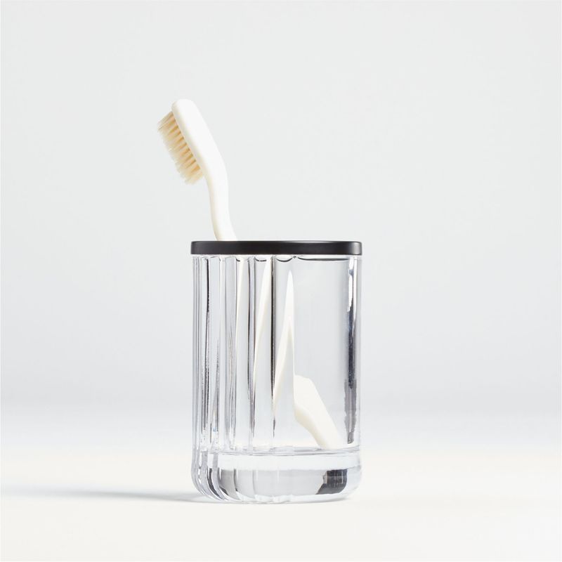 CRATE & BARREL - Vaso de Baño de Vidrio Acanalado