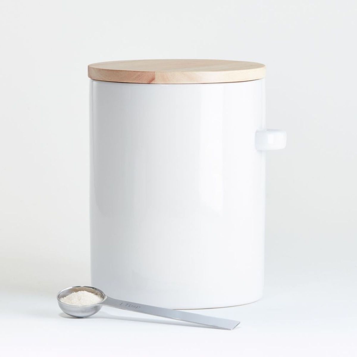 CRATE & BARREL - Canister con Cuchara Blanco Grande