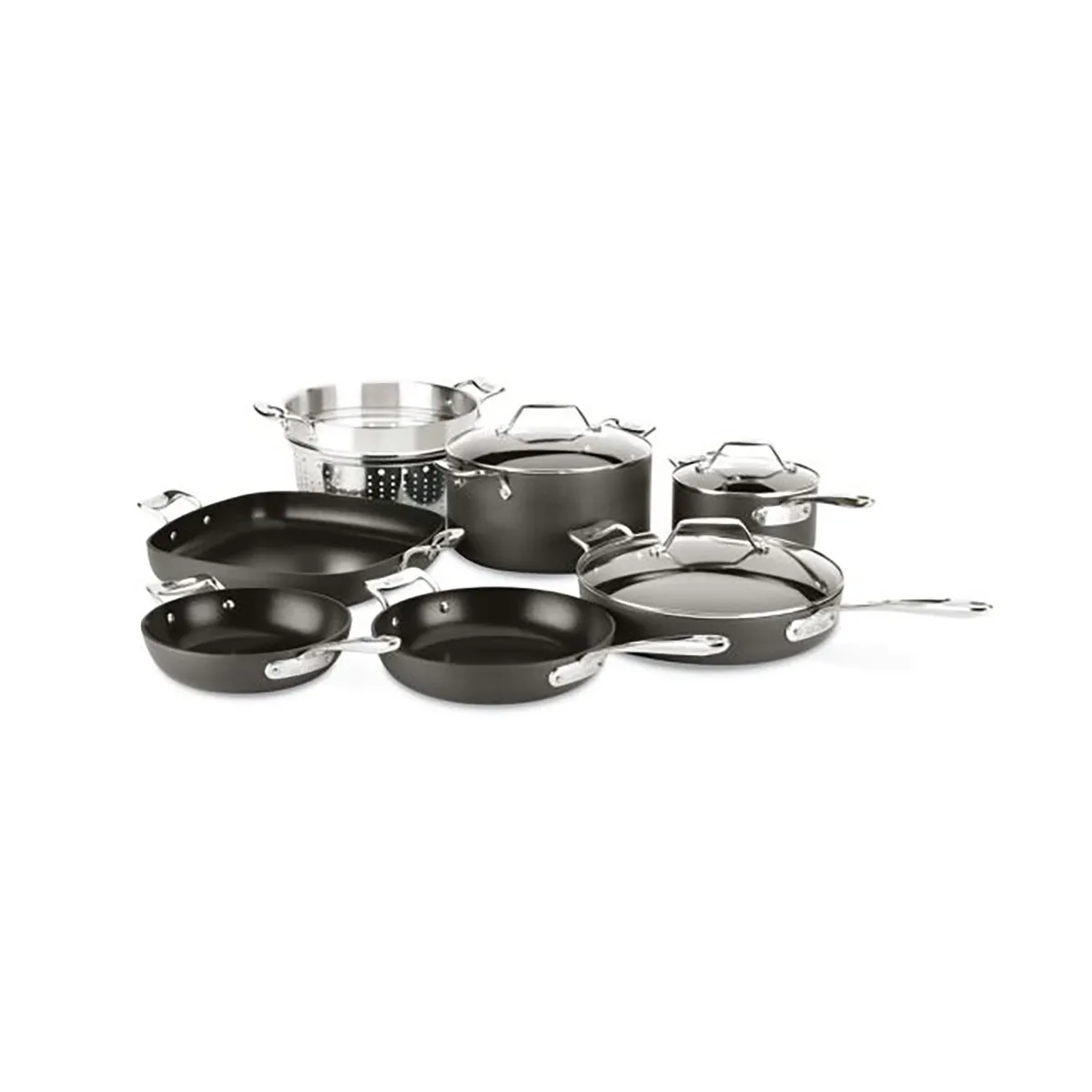CRATE & BARREL - Juego de Ollas 10 Piezas Antiadherente de Aluminio All-Clad