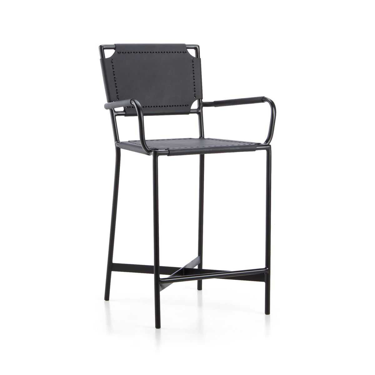 CRATE & BARREL - Silla de Bar Laredo de Cuero