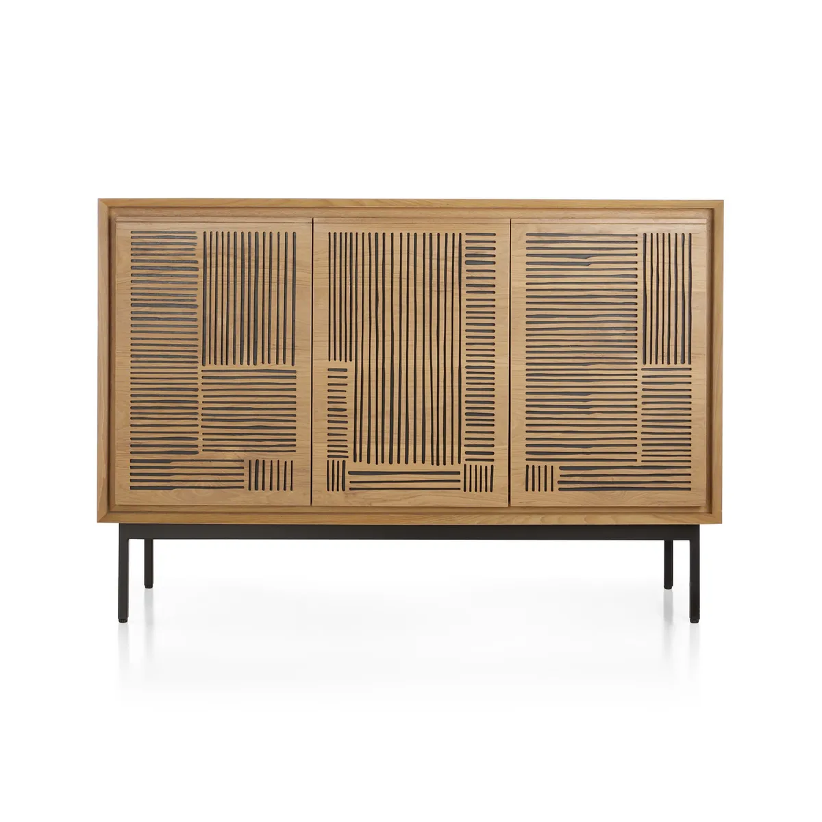 CRATE & BARREL - Aparador Keenan  de Madera de Teca 3 Puertas