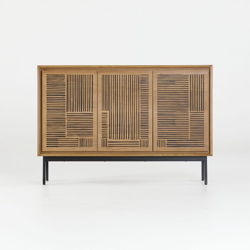 CRATE & BARREL - Aparador Keenan  de Madera de Teca 3 Puertas