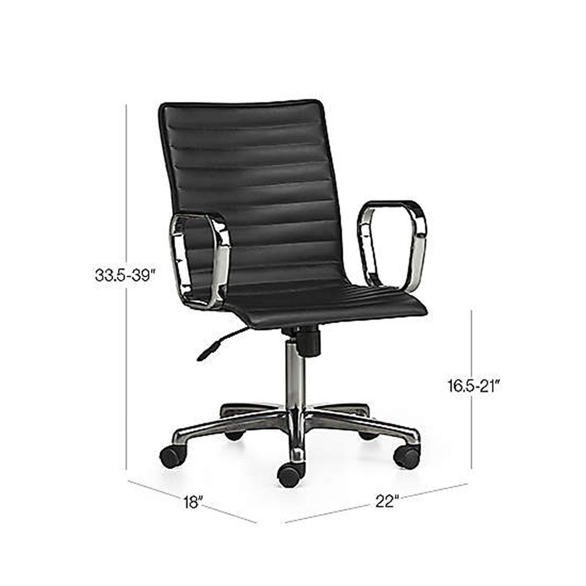 CRATE & BARREL - Silla de Escritorio Ripple Navy Azul de Cuero con Estructura de Latón