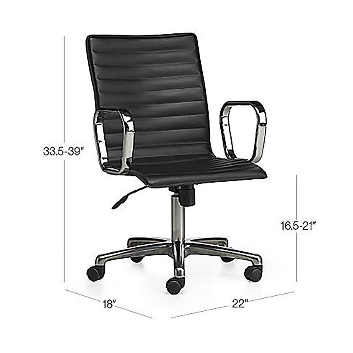 CRATE & BARREL - Silla de Escritorio Ripple Navy Azul de Cuero con Estructura de Latón Dorado