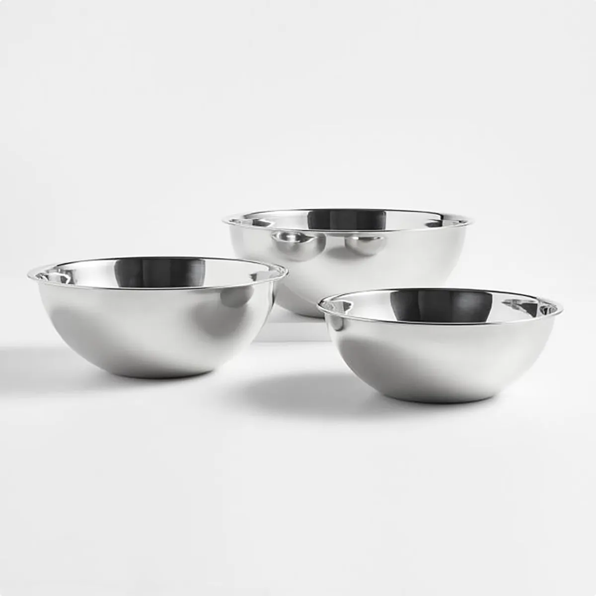 CRATE & BARREL - Set de 3 Bowls Restaurant de Acero Inoxidable