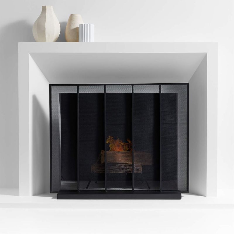 CRATE & BARREL - Pantalla De Chimenea Vertical Negra