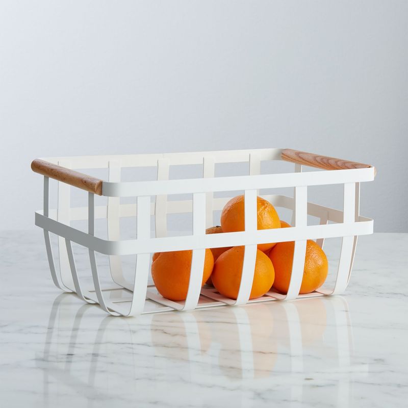 CRATE & BARREL - Canasta de Almacenamiento Yamazaki Tosca White