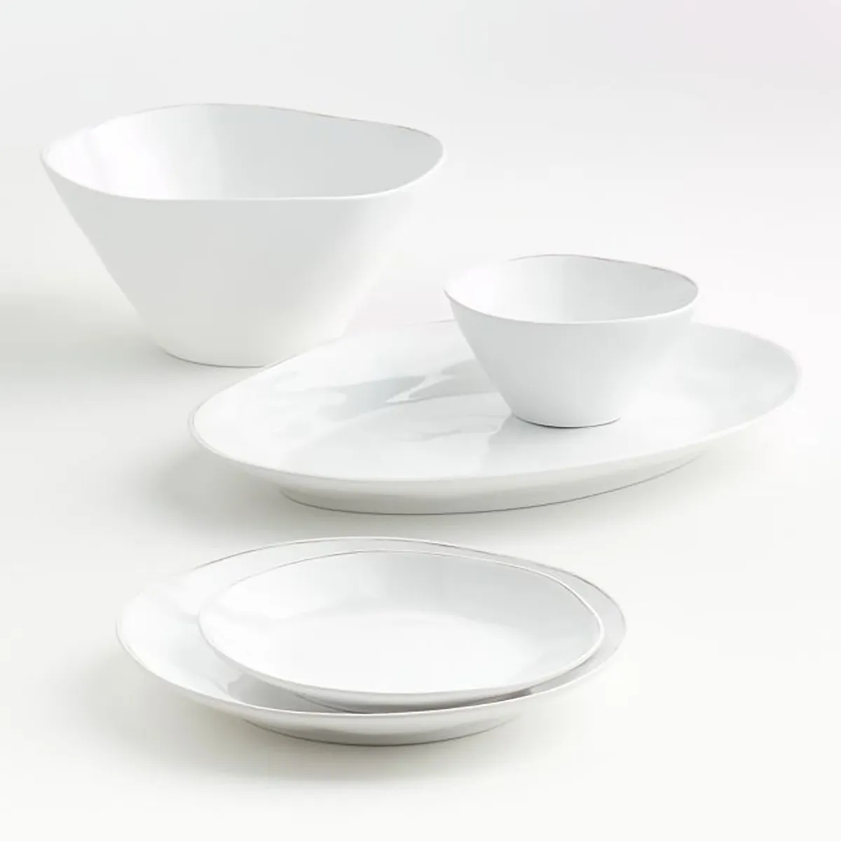 CRATE & BARREL - Plato de Ensalada de Melamine Marin Blanco