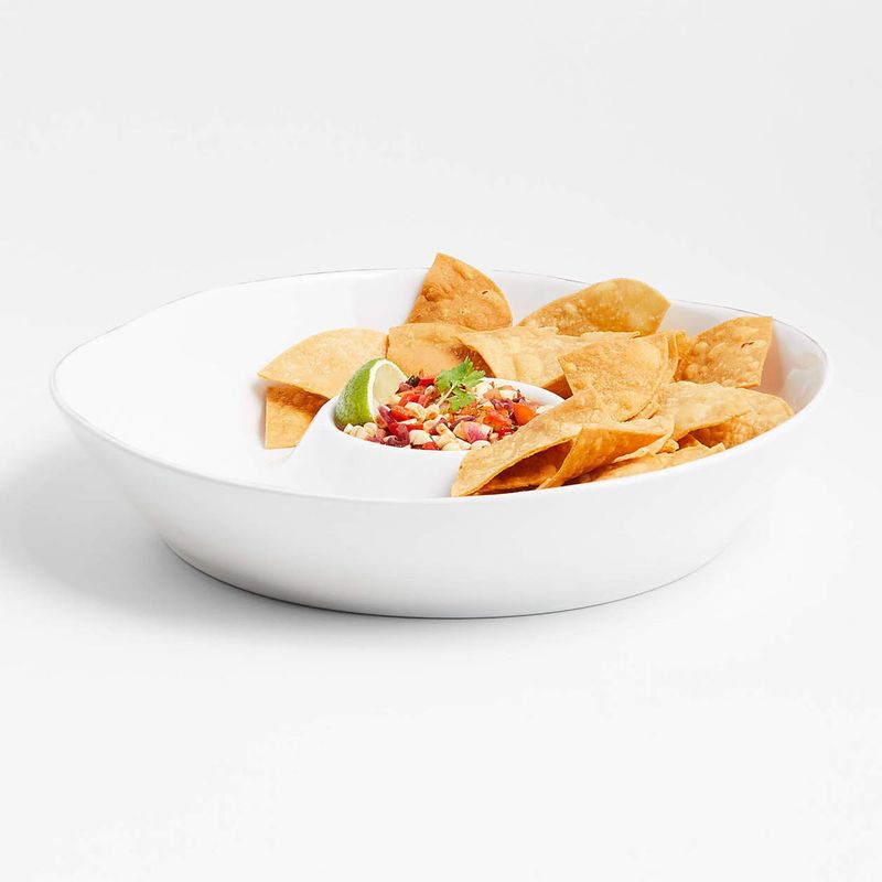 CRATE & BARREL - Bowl para Chips y Salsas de Melamina Marin White