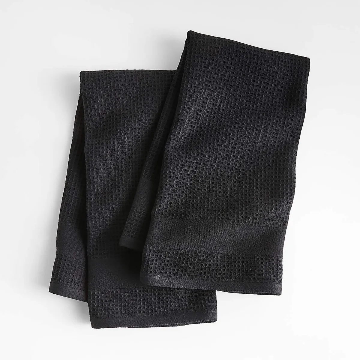 CRATE & BARREL - Set De 2 Paños De Cocina De Algodón Orgánico Negro Waffle-terry