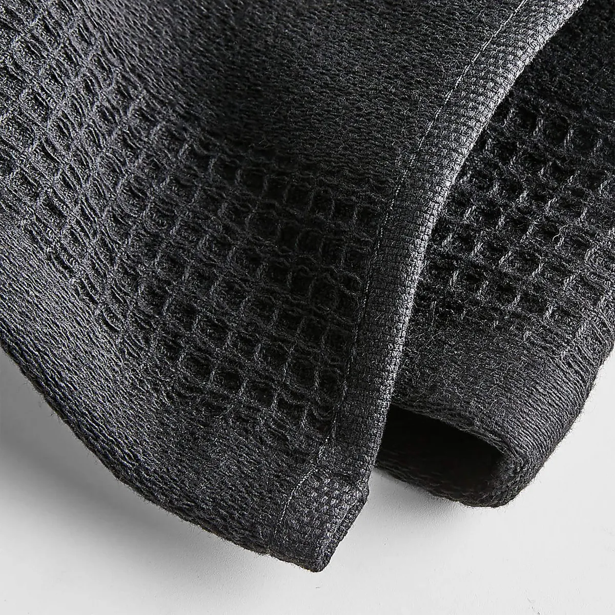 CRATE & BARREL - Set De 2 Paños De Cocina De Algodón Orgánico Negro Waffle-terry