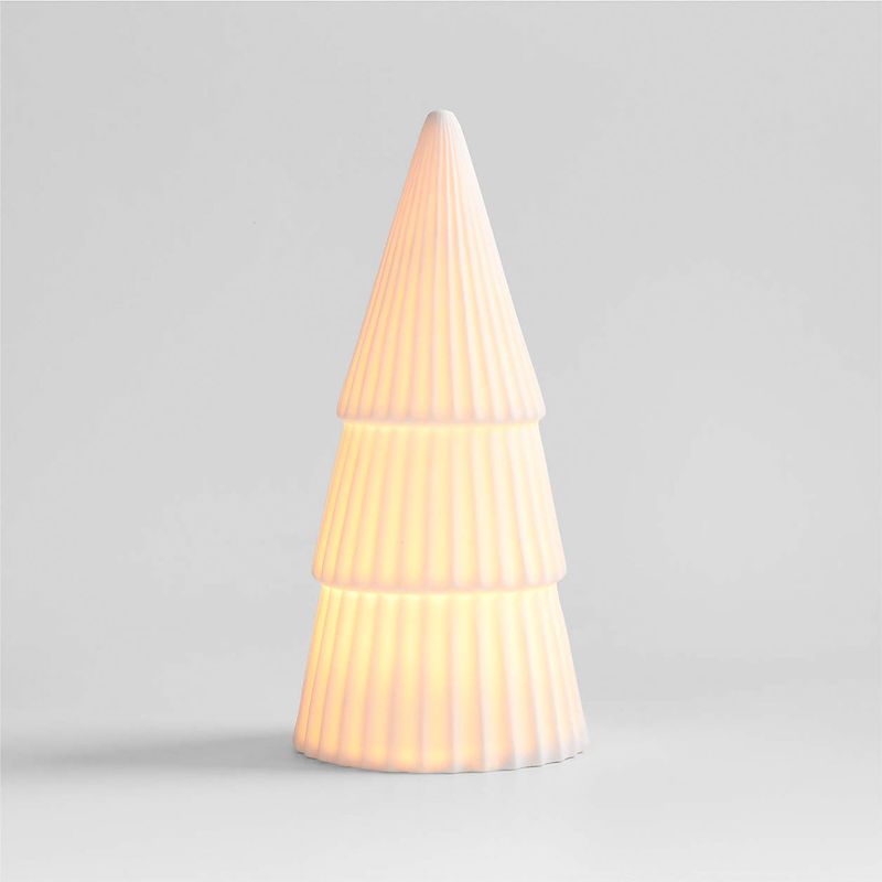 CRATE & BARREL - Árbol de Navidad LED Mediano de Porcelana Blanca