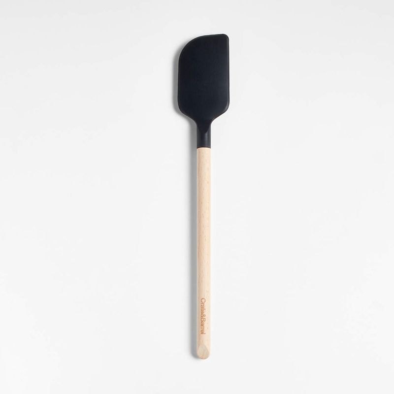 CRATE & BARREL - Espátula de Silicona Negra con Mango de Madera