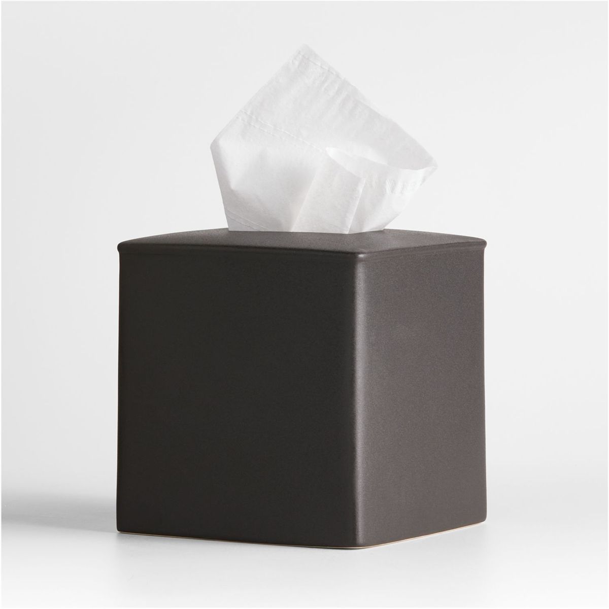 CRATE & BARREL - Porta Tissues de Cerámica Juxon Color Negro