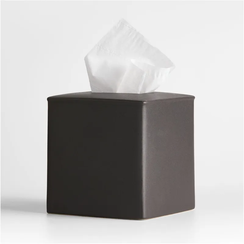 CRATE & BARREL - Porta Tissues de Cerámica Juxon Color Negro