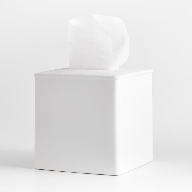 CRATE & BARREL - Porta Tissues de Cerámica Juxon Color Blanco