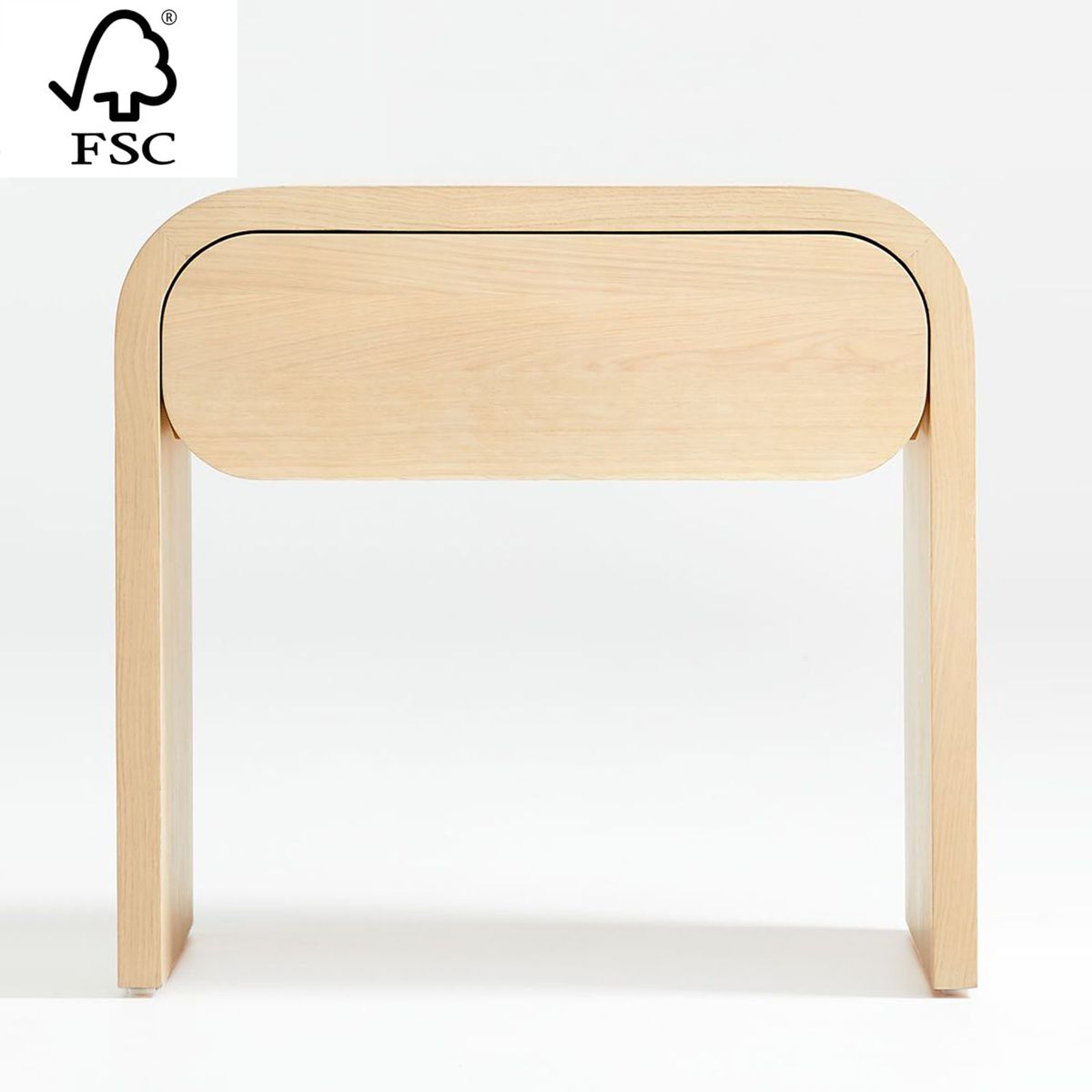 CRATE & BARREL - Mesa de Noche Cortez Natural de Madera de Roble 1 Cajón