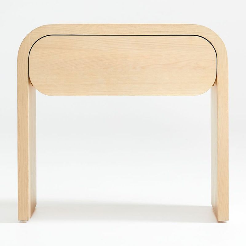 CRATE & BARREL - Mesa de Noche Cortez Natural de Madera de Roble 1 Cajón