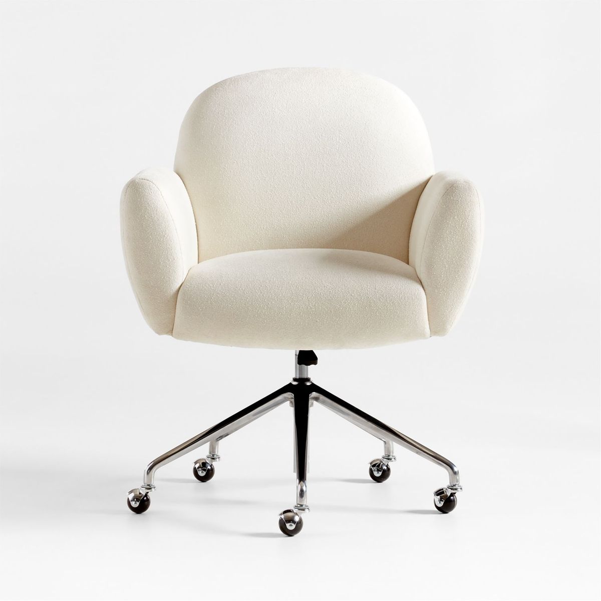 CRATE & BARREL - Silla de Escritorio Imogen Ivory con Tapiz Marfil con Estructura de Cromo