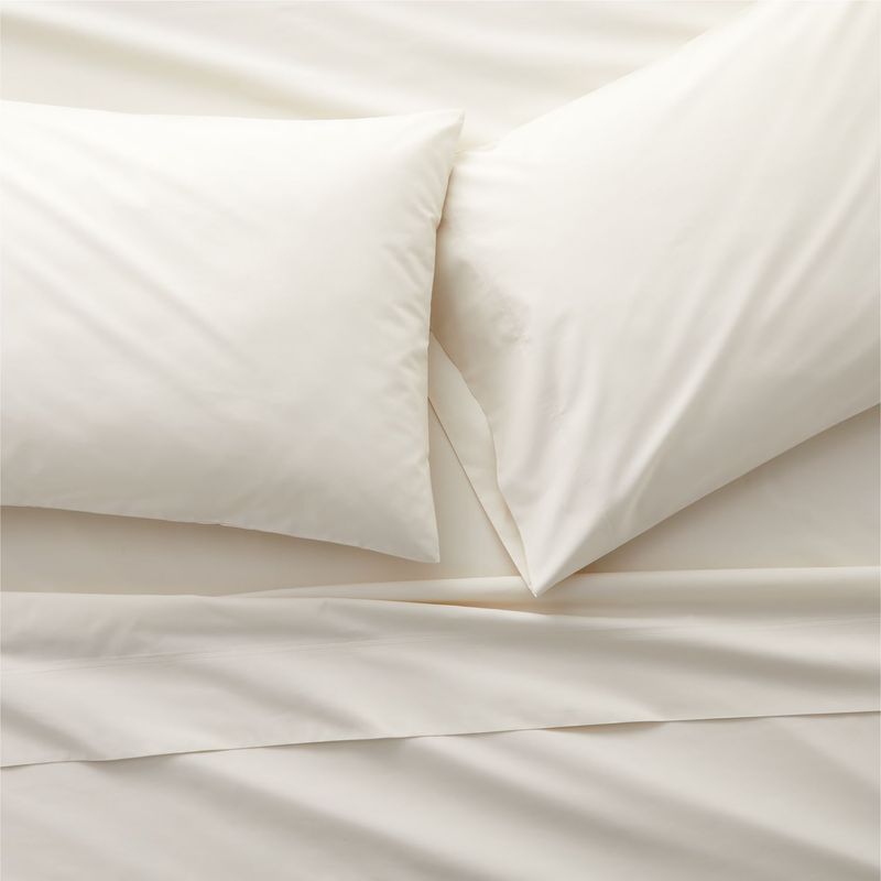 CRATE & BARREL - Juego de Sábanas Dove 100% Algodón 400 Hilos