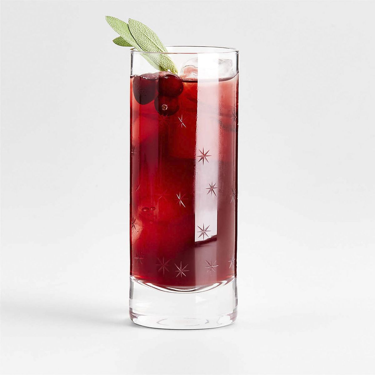 CRATE & BARREL - Vaso Alto Con Copos De Nieve Grabados