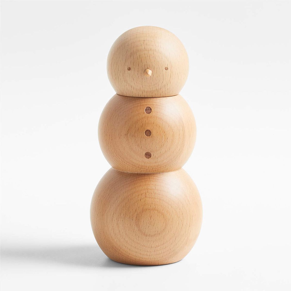 CRATE & BARREL - Pimientera De Madera En Forma De Muñeco De Nieve