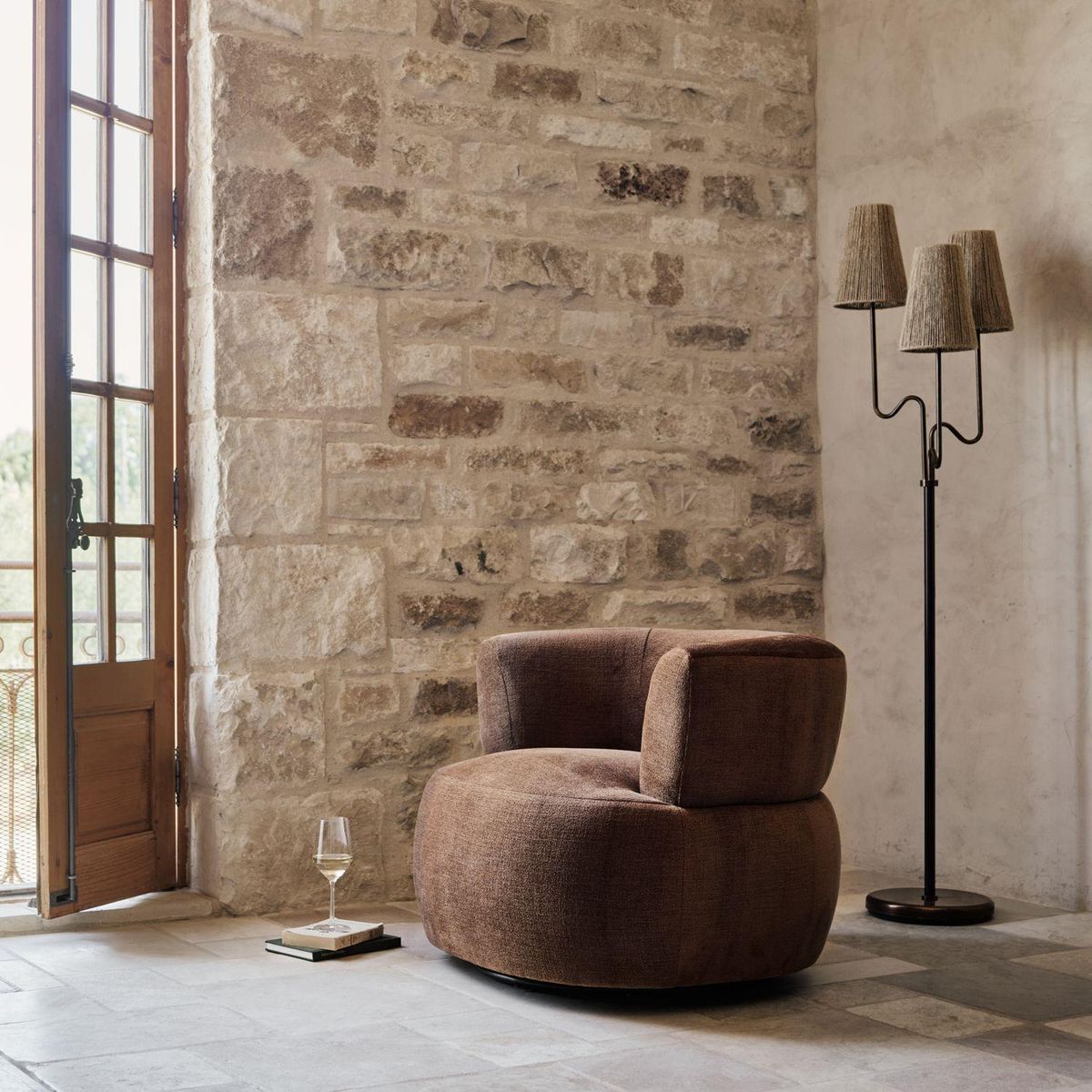 CRATE & BARREL - Butaca Margaux Giratorio 1 Cuerpo