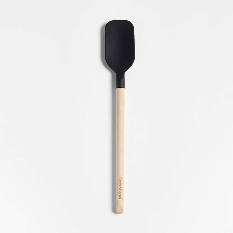 CRATE & BARREL - Espátula de Silicona Negra con Mango de Madera